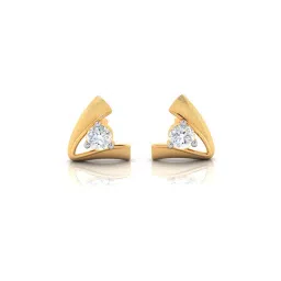 p.c. chandra jewellers BIS Hallmarked 14k Yellow Gold A-shape American Diamond Stud Earrings for Women & Girls-picture-20