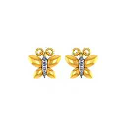 p.c. chandra jewellers BIS Hallmarked 18k Yellow Gold Diamond Butterfly-shaped Stud Earrings for Women & Girls-picture-24