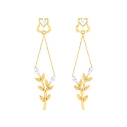 p.c. chandra jewellers P.C Chandra Jeweller 18k Leafy Design Yellow Gold with A Unique Heart & Diamond Dangler Earrings-picture-16