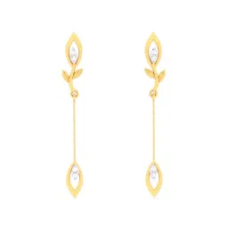 p.c. chandra jewellers P.C Chandra Jeweller 18k Yellow Gold & Sleek with A Leafy Design & Diamond Dangler Earrings-picture-10