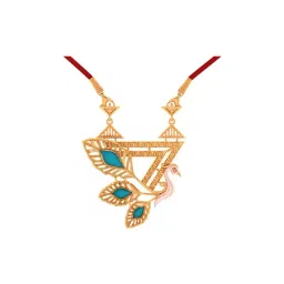 p.c. chandra jewellers P.C Chandra Jewellers 18k Yellow Gold Blue Colored Leaves with Swan Necklace for Women & Girls-picture-12