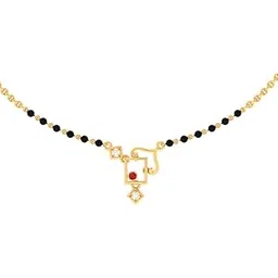 p.c. chandra jewellers P.C Chandra Jewellers 18KT(750) Yellow Gold & Diamond (VVS-VS) Square shaped Mangalsutra with Red Stone - 5 Grams-picture-22