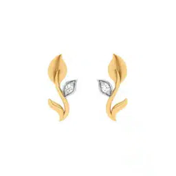 p.c. chandra jewellers Yellow Gold Leaf Design Stud Earrings-picture-12