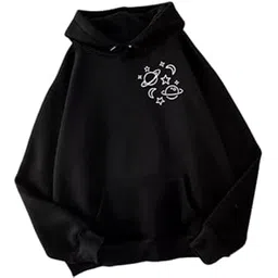 pd clori Women's Black Hooded Sweatshirt with Graphic Print, Cotton Blend-picture-50