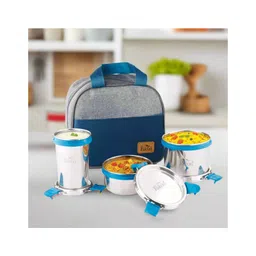 PddFalcon Stainless Steel EcoNxt Lunch Box Supreme Set of 3 with Insulated Bag 1100 ml- Light Grey-picture-20