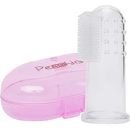 Peachick's Baby Silicone Finger Toothbrush with Travel Case – Gentle Gum Massage, Easy Cleaning, and Soothing Oral Care for Infants (Pink, Regular)-picture-10
