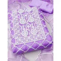 Peachmode Embroidered Organza Unstitched Dress Material Dress Material-picture-40