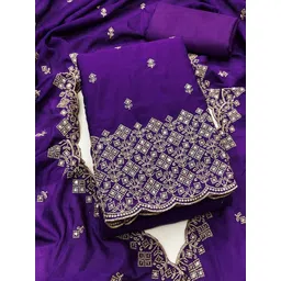 Peachmode Embroidered Silk Blend Unstitched Dress Material Dress Material-picture-15