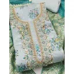 Peachmode Embroidered Silk Blend Unstitched Dress Material Dress Material-picture-12