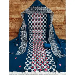 Peachmode Embroidered Silk Georgette Unstitched Dress Material-picture-17