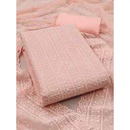 Peachmode Embroidered Silk Georgette Unstitched Dress Material-picture-22