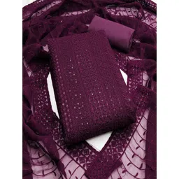 Peachmode Embroidered Silk Georgette Unstitched Dress Material-picture-30