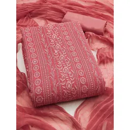 Peachmode Embroidered Silk Georgette Unstitched Dress Material-picture-37