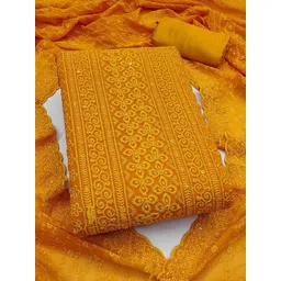 Peachmode Embroidered Silk Georgette Unstitched Dress Material-picture-38