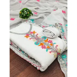 Peachmode Embroidered Silk Georgette Unstitched Dress Material-picture-28