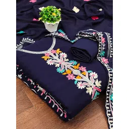 Peachmode Embroidered Silk Georgette Unstitched Dress Material-picture-39