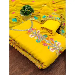 Peachmode Embroidered Silk Georgette Unstitched Dress Material-picture-24