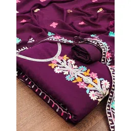 Peachmode Embroidered Silk Georgette Unstitched Dress Material-picture-25