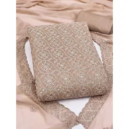 Peachmode Embroidered Silk Georgette Unstitched Dress Material-picture-27