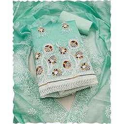 peachmode Floral Embroidered Chanderi Cotton Dress Material | Unstitched Suit Set with Santoon Bottom And Inner & Chanderi Cotton Dupatta for Women-picture-14