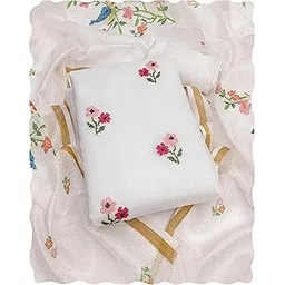 peachmode Floral Embroidered Kota Doria Unstitched Dress Material for Women | Lightweight & Comfortable Fabric, Ethnic Wear for Women-picture-34