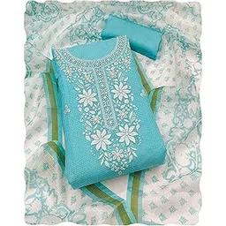 peachmode Floral Embroidered Kota Doria Unstitched Dress Material for Women | Santoon Bottom, Inner & Kota Doria Dupatta | Ethnic Suit Fabric for Functions & Occasions-picture-33