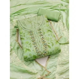 Peachmode Floral Embroidered Sequinned Organza Unstitched Dress Material-picture-31