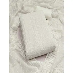 Peachmode Floral Embroidered Sequinned Silk Georgette Unstitched Dress Material-picture-40