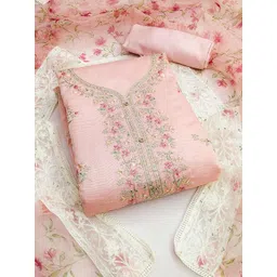 Peachmode Floral Embroidered Sequinned Unstitched Dress Material-picture-28