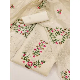 Peachmode Floral Embroidered Sequinned Unstitched Dress Material-picture-29