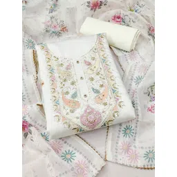 Peachmode Floral Embroidered Sequinned Unstitched Dress Material-picture-19