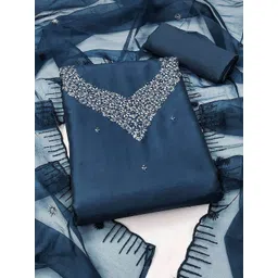 Peachmode Floral Embroidered Sequinned Unstitched Dress Material-picture-17