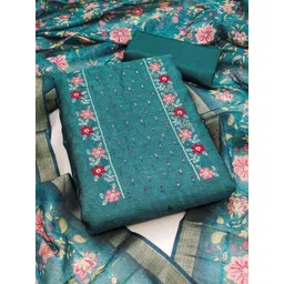 Peachmode Floral Embroidered Sequinned Unstitched Dress Material-picture-13