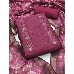 Peachmode Floral Embroidered Sequinned Unstitched Dress Material-picture-27