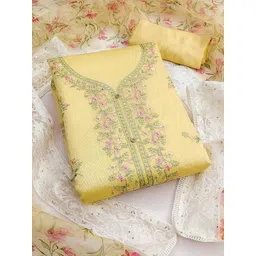 Peachmode Floral Embroidered Sequinned Unstitched Dress Material-picture-21