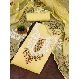 Peachmode Floral Embroidered Sequinned Unstitched Dress Material-picture-30