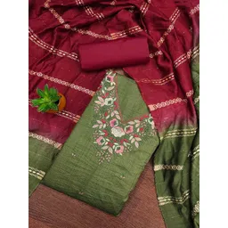 Peachmode Floral Embroidered Sequinned Unstitched Dress Material-picture-18