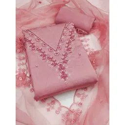 Peachmode Floral Embroidered Sequinned Unstitched Dress Material-picture-23