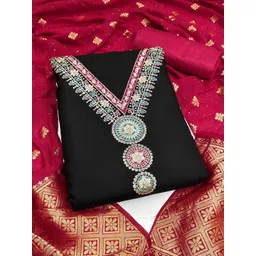 Peachmode Floral Embroidered Sequinned Unstitched Dress Material-picture-24