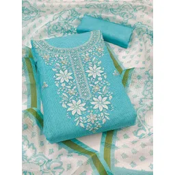 Peachmode Floral Embroidered Sequinned Unstitched Dress Material-picture-16