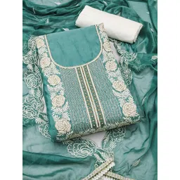 Peachmode Floral Embroidered Sequinned Unstitched Dress Material-picture-26