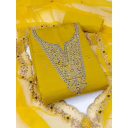 Peachmode Floral Embroidered Sequinned Unstitched Dress Material image 1