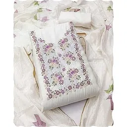 peachmode Floral Embroidered Viscose Dress Material for Women | Unstitched Suit Set with Viscose Bottom & Chanderi Dupatta-picture-20