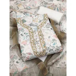 Peachmode Floral Printed Beads and Stones Unstitched Dress Material-picture-38