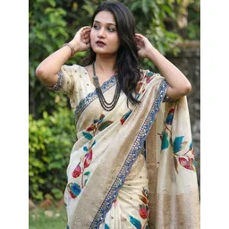 Peachmode Floral Silk Blend Saree-picture-18