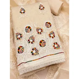 Peachmode Women Floral Embroidered Chanderi Cotton Unstitched Dress Material image 1