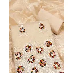 Peachmode Women Floral Embroidered Chanderi Cotton Unstitched Dress Material image 4