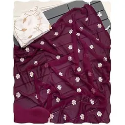 peachmode Women's Floral Embroidered Georgette Saree with Unstitched Banglori Silk Blouse Piece | Lightweight Ready to Wear Saree for Women-picture-21