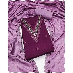 peachmode Women’s Floral Embroidered Vichitra Silk Dress Material | Unstitched Suit Set with Santoon Bottom & Embroidered Vichitra Silk Dupatta | Ethnic Wear for Functions & Special Occasions-picture-27