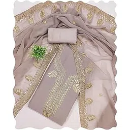 peachmode Women's Floral Embroidery and Embroidered Georgette Unstitched Dress Material | Stylish Ethnic Wear Ladies Latest Salwar Suit Set Trendy Kurtas Kurti Pant with Dupatta for Women 3 Piece-picture-24